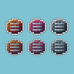 Poster - Pixel art stroke sets of menu icon with variation color item asset. home menu icon on pixelated style. 8bits perfect for game asset or design asset element for your game design asset