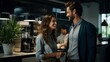 © IMGvisualsCharacters - Colleagues talking near coffee machine image wallpaper