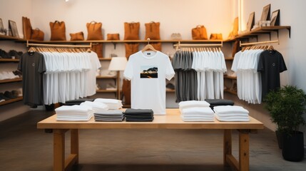 Wall Mural - A retail store selling streetwear t shirts and cargos, Minimal design. Generative AI.