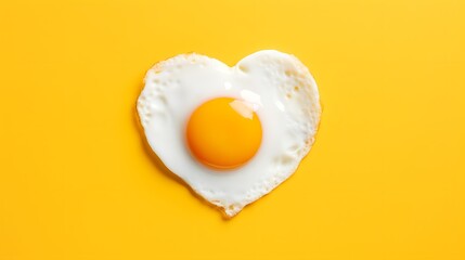 Wall Mural - A heart shaped fried egg on a bright color background