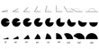 © Sutana - 15,30,45,60,75,90,120,150,180 degree icon set.degree of arc and pie chart icon