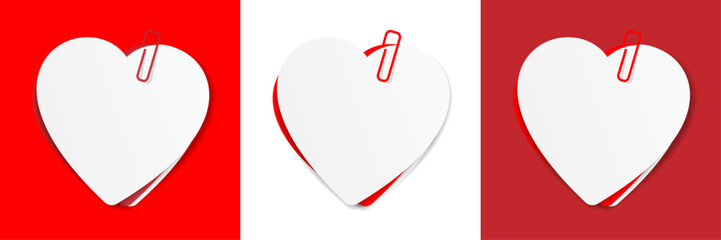 Sticker - Several heart-shaped memo sheets held by a paper clip