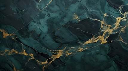 Marble luxury abstract background pattern with gold, black and green colors.