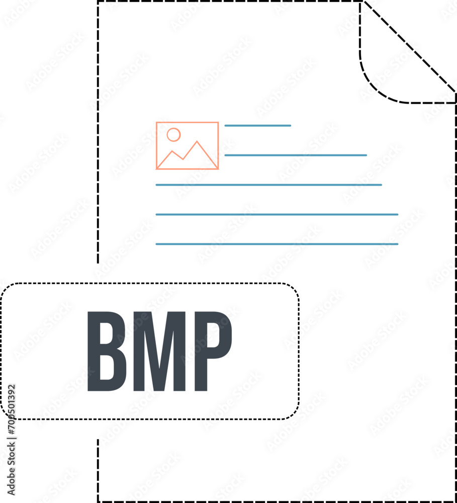 BMP Icon black dashed Outline Stock Vector | Adobe Stock