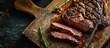 © HN Works - Grilled ribeye beef steak on a cutting board Cut beef steak sliced. Creative Banner. Copyspace image