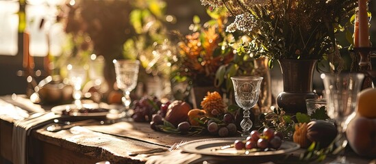 Aufkleber - Boho wedding table for a newlywed banquet. Creative Banner. Copyspace image