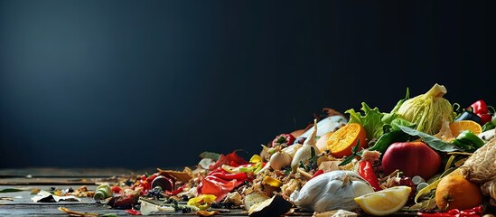 Poster - Garbage can full of organic waste recycling and separate waste collection concept. Creative Banner. Copyspace image
