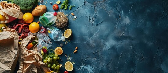 Poster - Garbage can full of organic waste recycling and separate waste collection concept. Creative Banner. Copyspace image