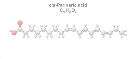 Wall Mural -  Cis-Parinaric acid. Simplified scheme of the molecule. Occurs in plants if the Impatiens family.