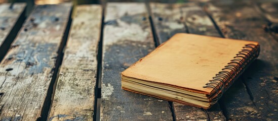 Aufkleber - Close up of a vintage memo square paper or notebook on wooden table. Creative Banner. Copyspace image