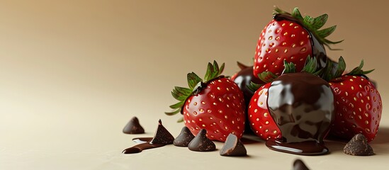 Poster - Homemade Chocolate Dipped Strawberries Ready to Eat. Creative Banner. Copyspace image