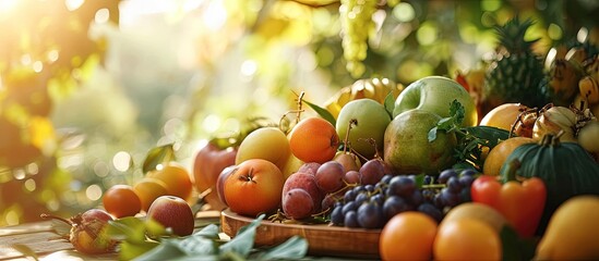 Wall Mural - Growing origkas in open ground fresh fruit harvest in natural conditions close up. Creative Banner. Copyspace image