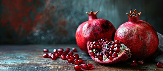Aufkleber - a rich red fruit the pomegranate is a very tasty fruit. Creative Banner. Copyspace image