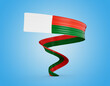 3d Flag Of Madagascar 3d Waving Flag Ribbon Isolated On Soft Blue Background, 3d Illustration