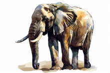 Illustration Design Of An Elephant In Painting Style