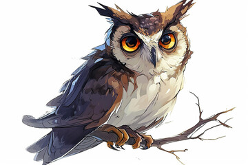 Wall Mural - illustration design of an owl in painting style