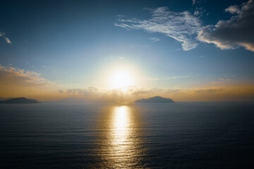 Aerial view of beautiful sea with sunrise landscape