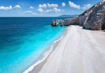 Wall Mural - the beautiful beach of lalaria at skiathos island, greece, without people