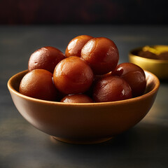 Wall Mural - Indian sweet dish gulab jamun in bowl