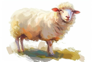 Wall Mural - illustration design of a sheep in painting style