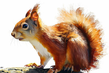 Wall Mural - illustration design of a painting style squirrel