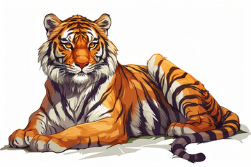 Wall Mural - illustration design of a tiger in painting style