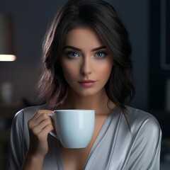 Poster - White Cup Layout, person drinking coffee