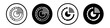 Market share icon set. company business profit piechart vector symbol in black filled and outlined style.
