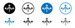 Tangent line icon set. Mathematical tangent graph symbol in black and blue color.