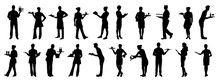 Silhouette Of Chef And Waitress And Waiter. Good Use For Symbol, Logo, Web Icon, Mascot, Sign, Or Any Design You Want.