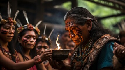 Wall Mural - the ritual of bloodletting in Mayan religious ceremonies, symbolizing sacrifice.