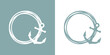 Logo Nautical. Marco circular con líneas con silueta de ancla de barco