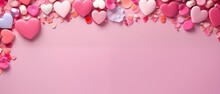 Valentine Background With Pink And Red Hearts