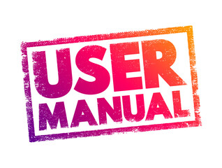 Poster - User Manual - intended to assist users in using a particular product, service or application, text concept stamp