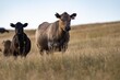 © Phoebe - herd of murray grey cows in tall grass grazing at dusk in an australian summer on a farm