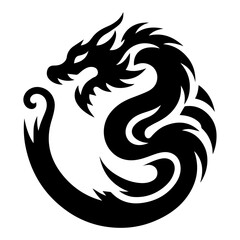 Wall Mural - minimal Chinese Dragon Logo vector silhouette, black color silhouette, white background