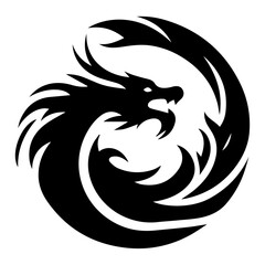 Canvas Print - minimal Chinese Dragon Logo vector silhouette, black color silhouette, white background