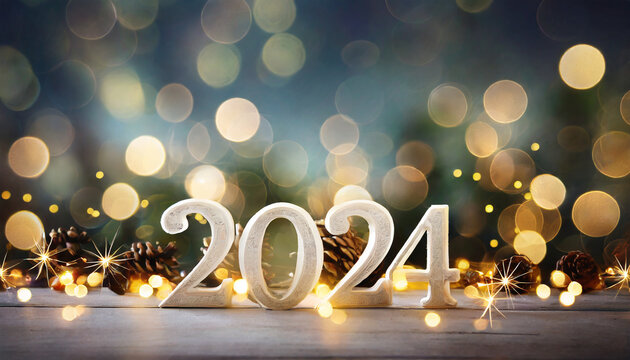 Greeting card Happy New Year 2024