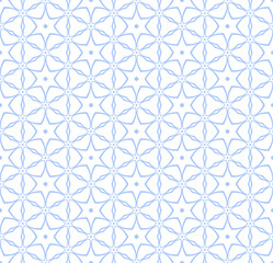 Wall Mural - Abstract Seamless Geometric Stars and Hexagons Light Blue Pattern.