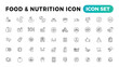 © artnazu - Nutrition, Healthy food and Detox Diet Vector Icons. Contains such Icons as Metabolism, Caunt Calories, Palm oil free, Zero thans fat, Probiotics and more. Simple Outline icons set