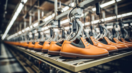 Production of new goods at the factory, modern technologies. shoe