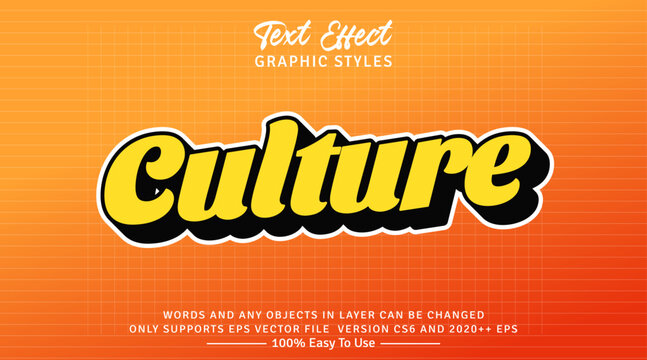 3d culture graphic style, editable text style effect