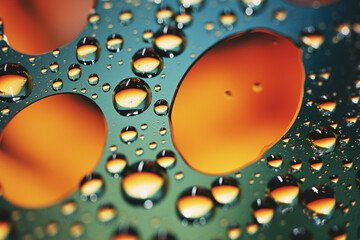 Fototapete - A close-up look at the mesmerizing patterns formed by water droplets on glass.