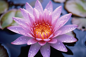 Fototapete - The symmetrical beauty of a water lily captured in a close-up photograph.