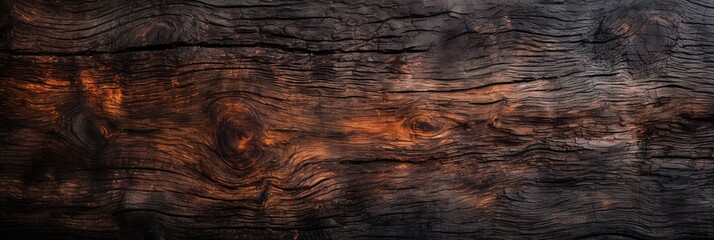 Poster - burnt oak wood texture background, burned hardwood surface for banner design