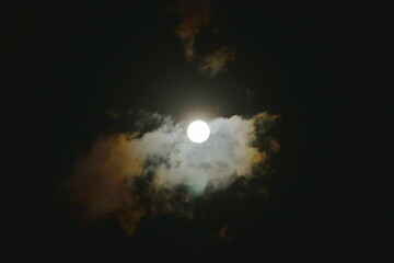Wall Mural - full moon covering by cloud arranging on sky in night