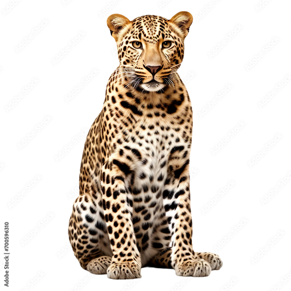 Portrait of leopard animal, isolated on transparent or white background ...