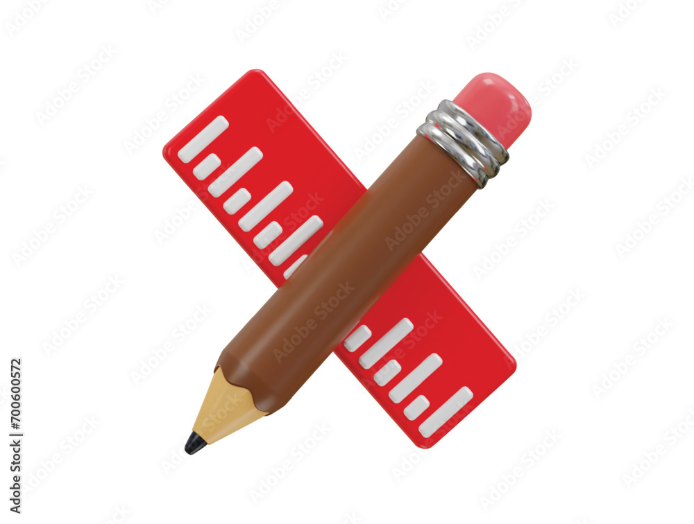 Pencil and ruler icon 3d rendering vector illustration Stock Vector ...