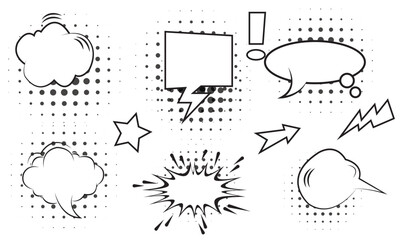Wall Mural - Set of comic speech bubbles. Empty comic speech ballons and elements in retro vintage and pop art style.