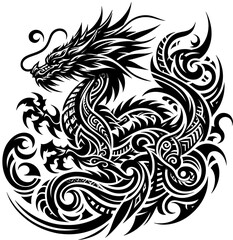 Chinese Dragon Tattoo Tribal Art